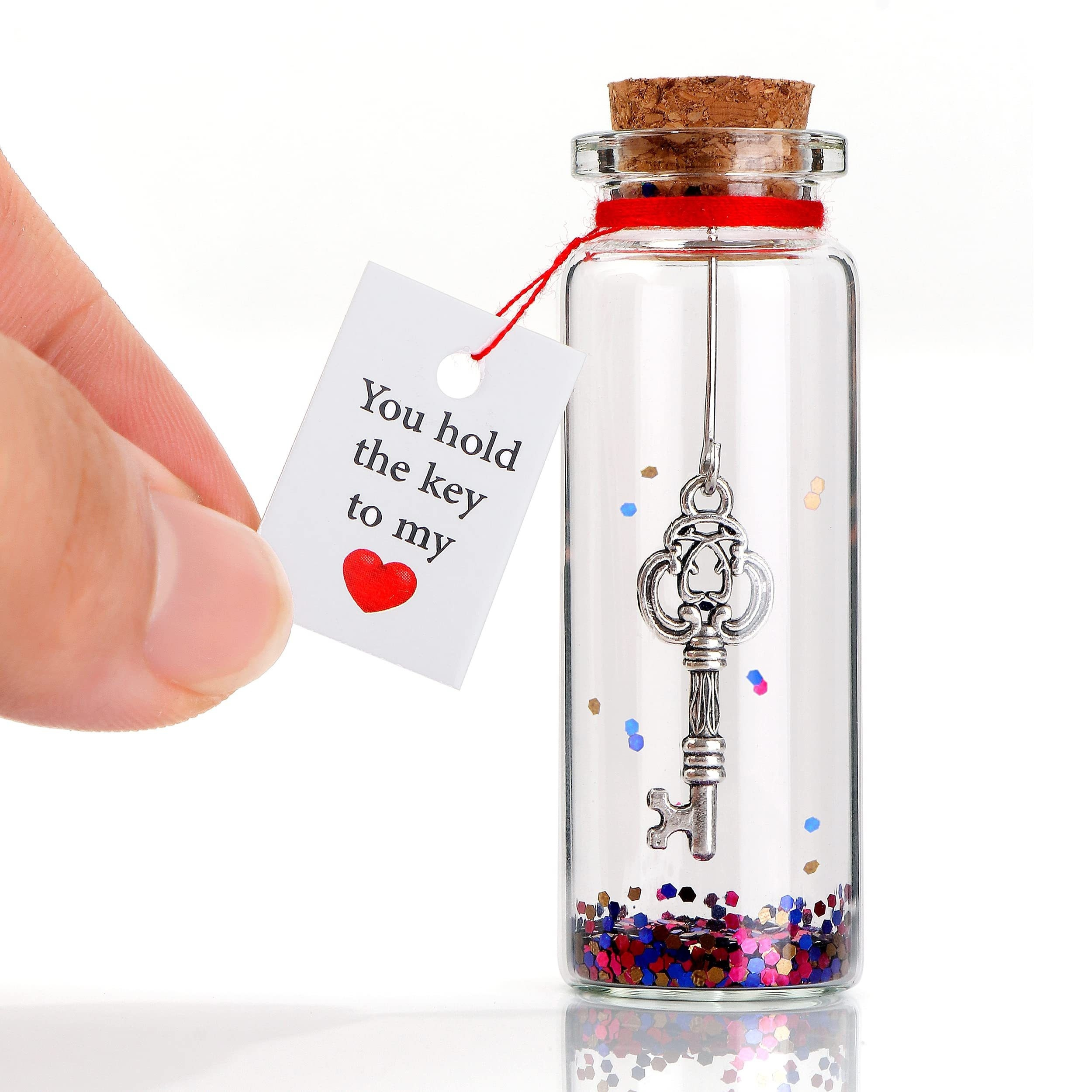 

1pc Unlock Eternal Love: Key To My Heart Decorative Glass Bottle - Handmade Romantic Gift For Him And Her, Oval Shaped, Hand Wash Only, Modern Style, Pvc Free, No Electricity Needed