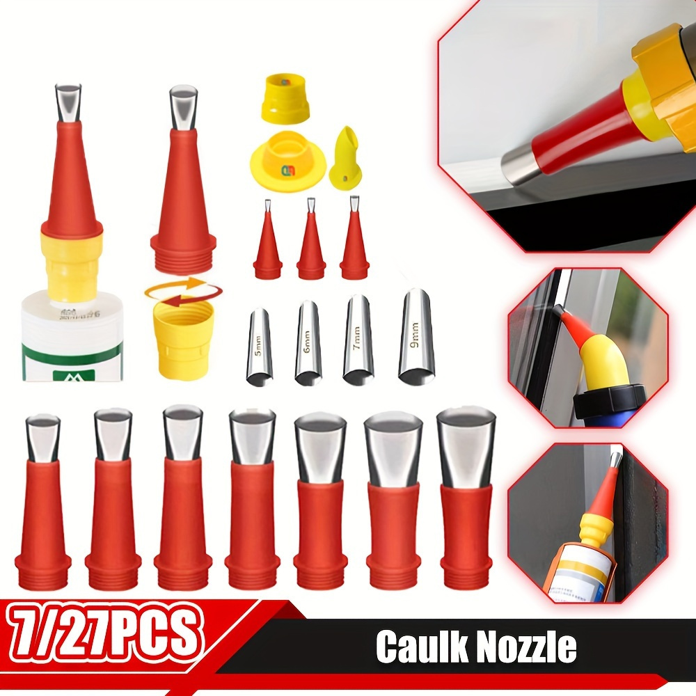 

Professional Stainless Steel Caulk Nozzle Set For Sealing And Bonding - Includes 7 Nozzles And 2 Tools For Smooth Application