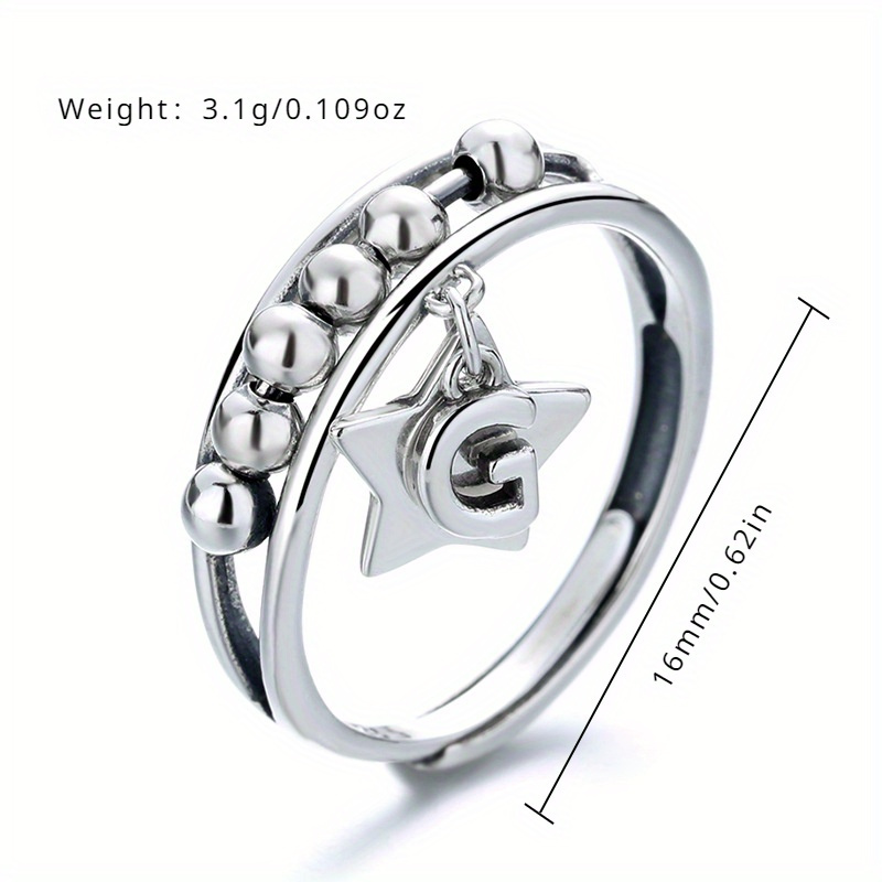 925 sterling silver beaded spinner ring with hanging star charm trendy hip hop style sexy fashion jewelry ideal gift for girlfriend   0 11oz Product details 4