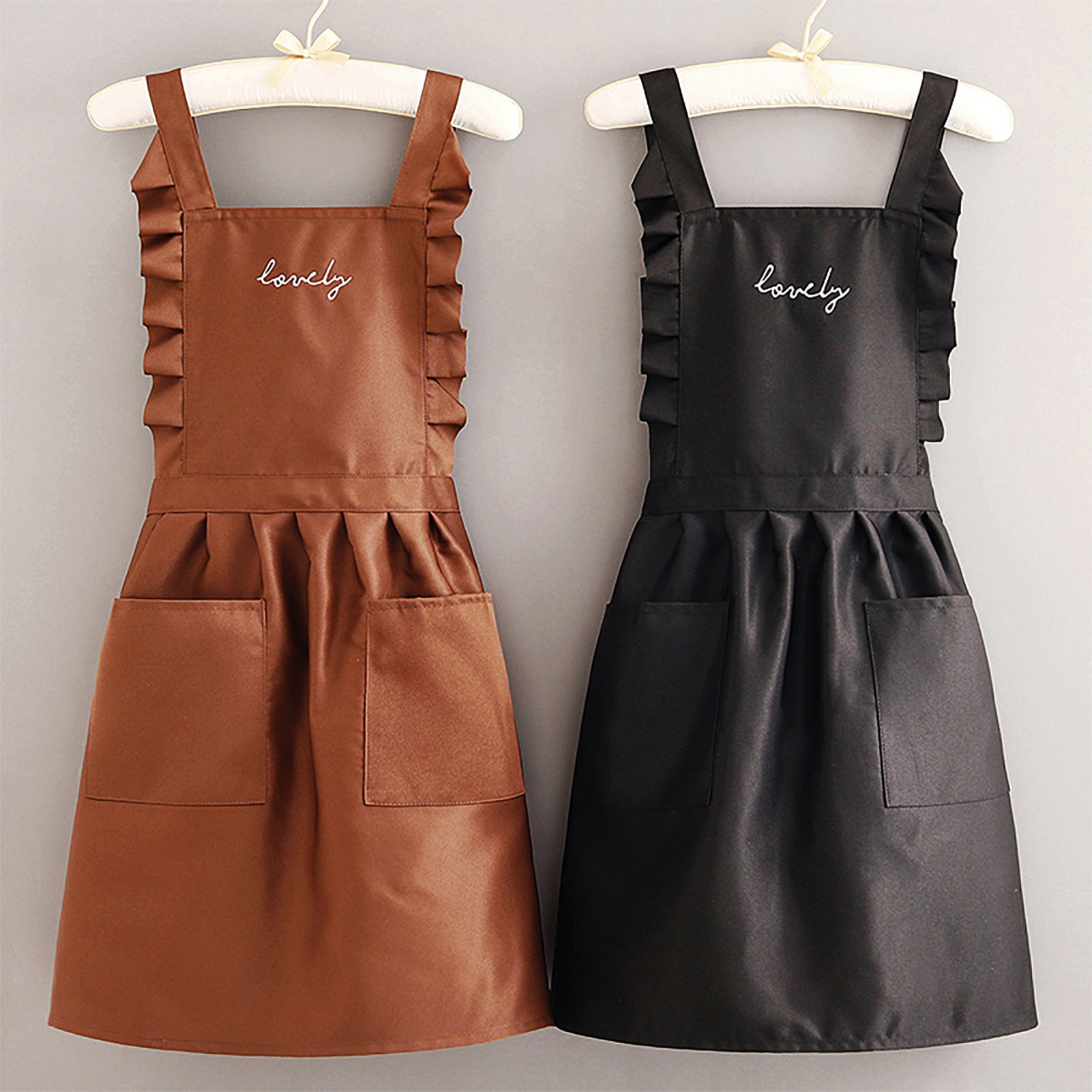 

Women's Adjustable Cotton Apron With Pockets, Breathable Kitchen Wear, Princess Skirt Style, Cafe & Garden Work, Daily Use, Size 35.43"x27.56" - Lovely Design