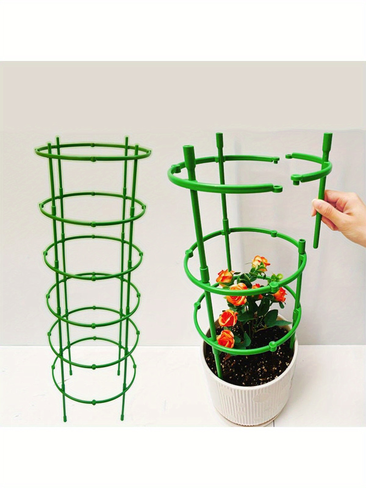 18pcs (3 layers), flower pots stackable plant stand, plant support ring, garden flower support potted plant support stakes