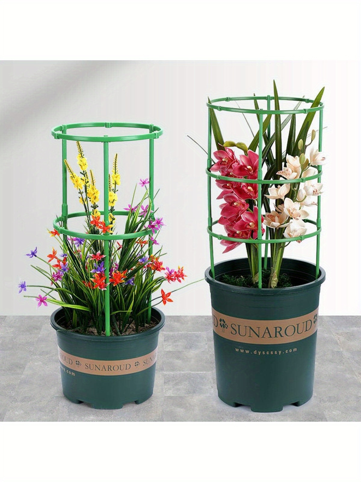 18pcs (3 layers), flower pots stackable plant stand, plant support ring, garden flower support potted plant support stakes