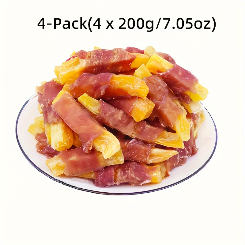 TEMU 4-pack (4 X 200g/7.05oz) Duck Wrapped Sweet Potato, Dog Treats For Small, Medium, & Large Dog - Made With Duck And Sweet Potato, Healthy, , And High Protein Reward Training Treats For Dogs