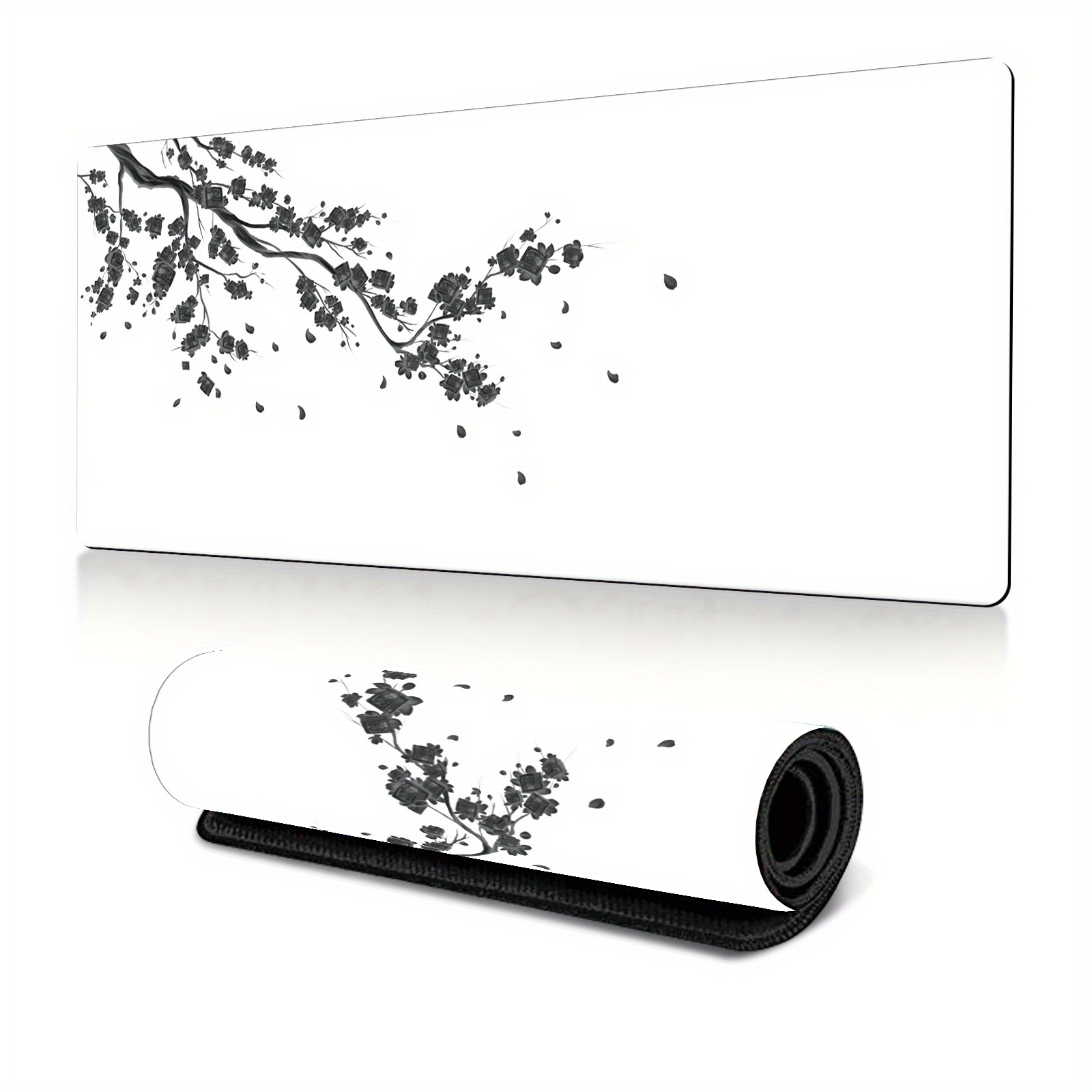 

Blossom Large Desk Mouse Pad - Black & With Non-slip Rubber Base