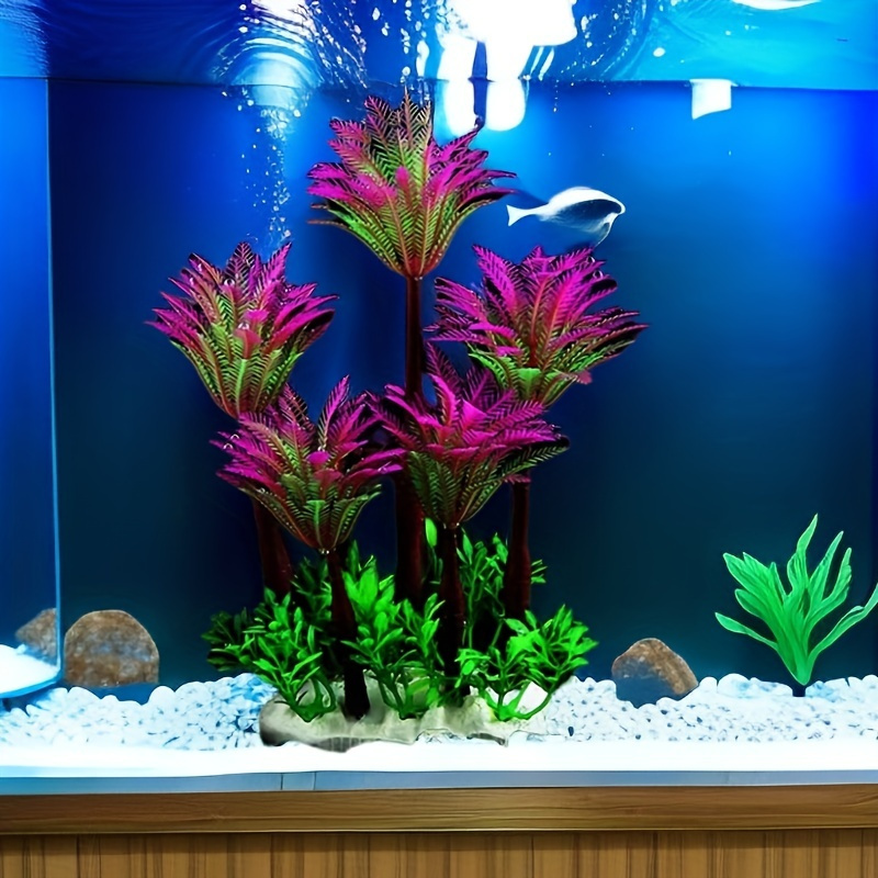 Vibrant Artificial Coconut Tree Aquarium Decor - Water-resistant, Lifelike Aquatic Plant For Fish Tank Landscaping