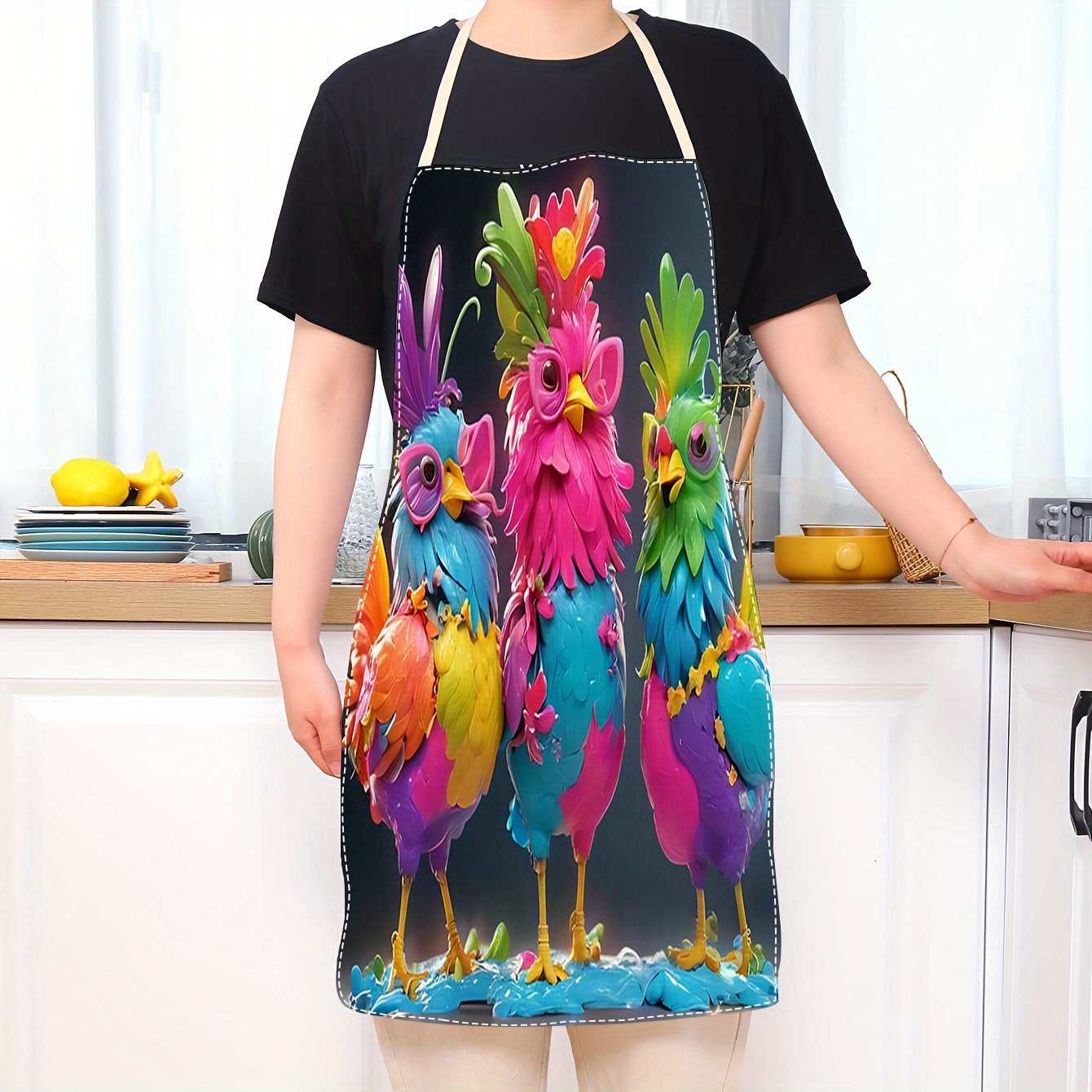 

Apron: Kitchen Towel With Vibrant Rooster Print - Chefs Who Love Fun And Functional Cooking Accessories