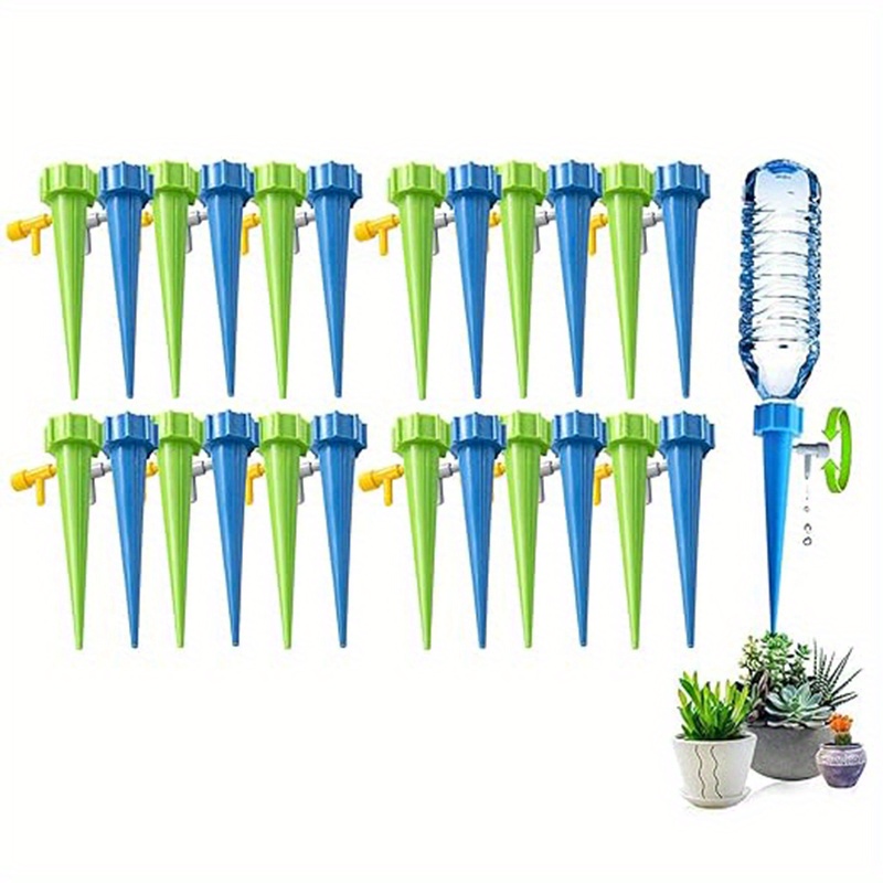 

24-pack Self-watering Spikes With Adjustable Valve - Automatic Plant Waterer System For Indoor & Outdoor Gardens