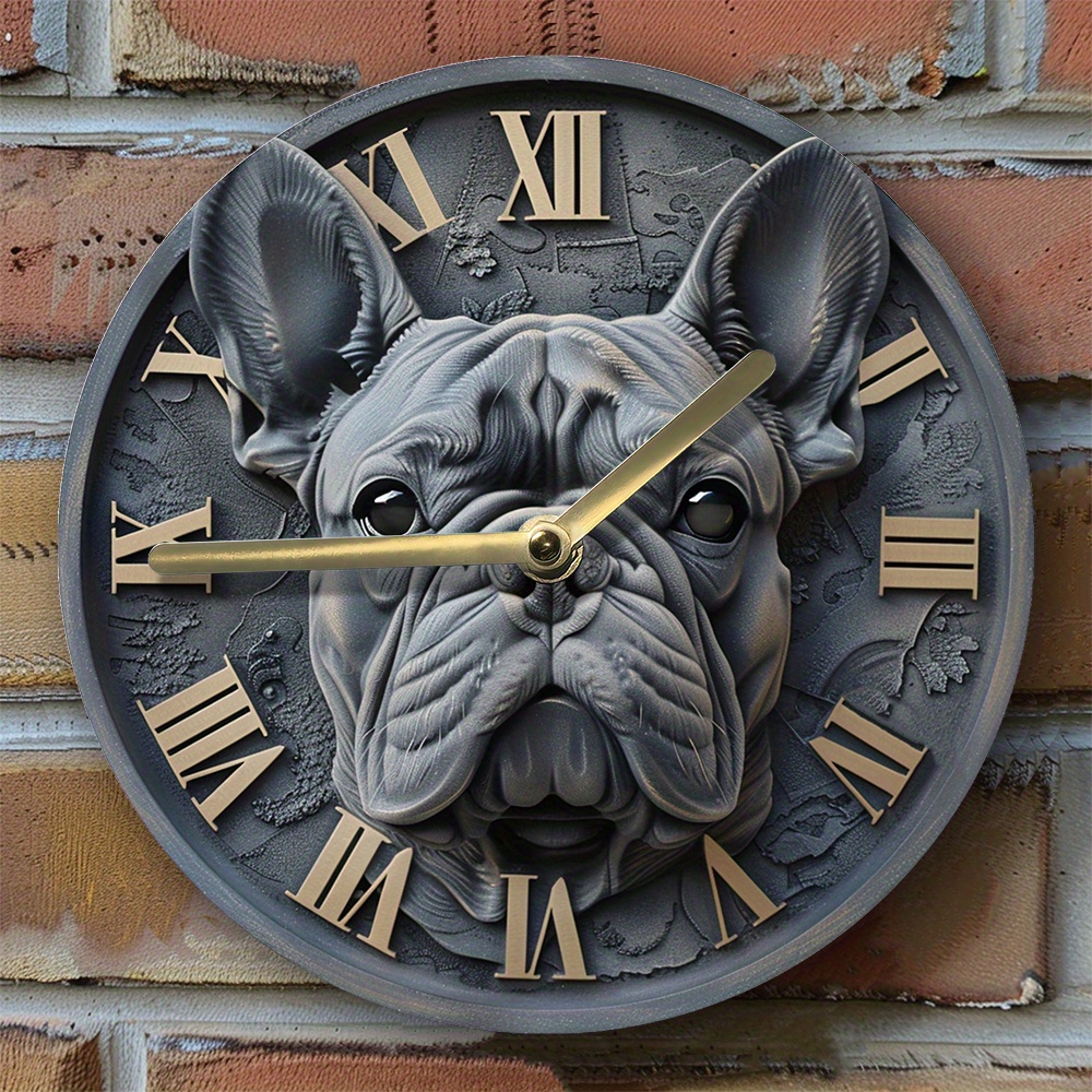 

chic 8x8" Silent 8x8" Aluminum Wall Clock With French Bulldog Design - Perfect For Bedroom Decor & Graduation Gifts