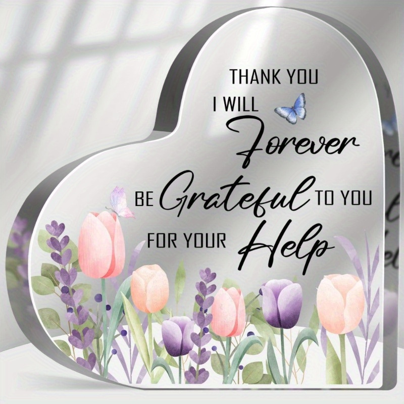 TEMU 1pc, Thank You Gifts For Women, Appreciation Gifts For Coworkers Teacher, Thank You For Your Help Plaque Sign Acrylic Heart, Appreciation Desk