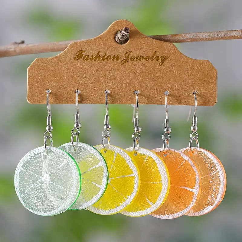 TEMU 3 Pairs Of Cute Citrus Fruit Drop Earrings, Assorted Orange Lemon Lime Design, Simple Style Fashion Jewelry, Perfect Daily Wear & Party Accessory