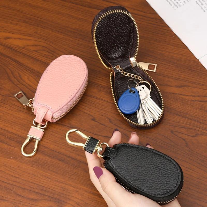 

Leather Car Key Holder Bag - Pu Leather Keychain Organizer Pouch, Multifunctional Mini Wallet For Men And Women
