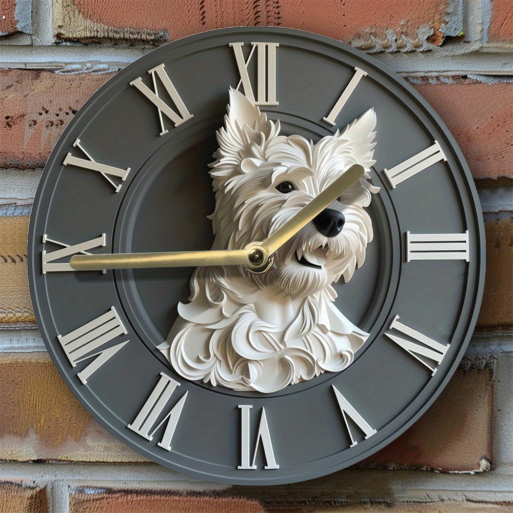 

Silent 8x8" Aluminum Wall Clock With West Highland White Terrier Design - Diy, Spring Living Room Decor, Perfect Christmas Gift For Boys