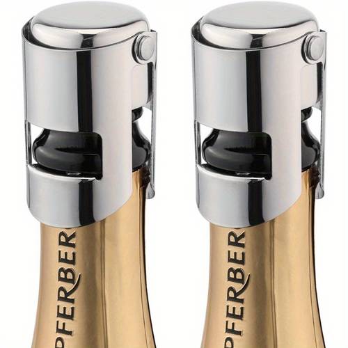 2pcs stoppers with stainless steel bottle stopper with food grade silicone reusable cork saver suitable for sparkling wine silvery