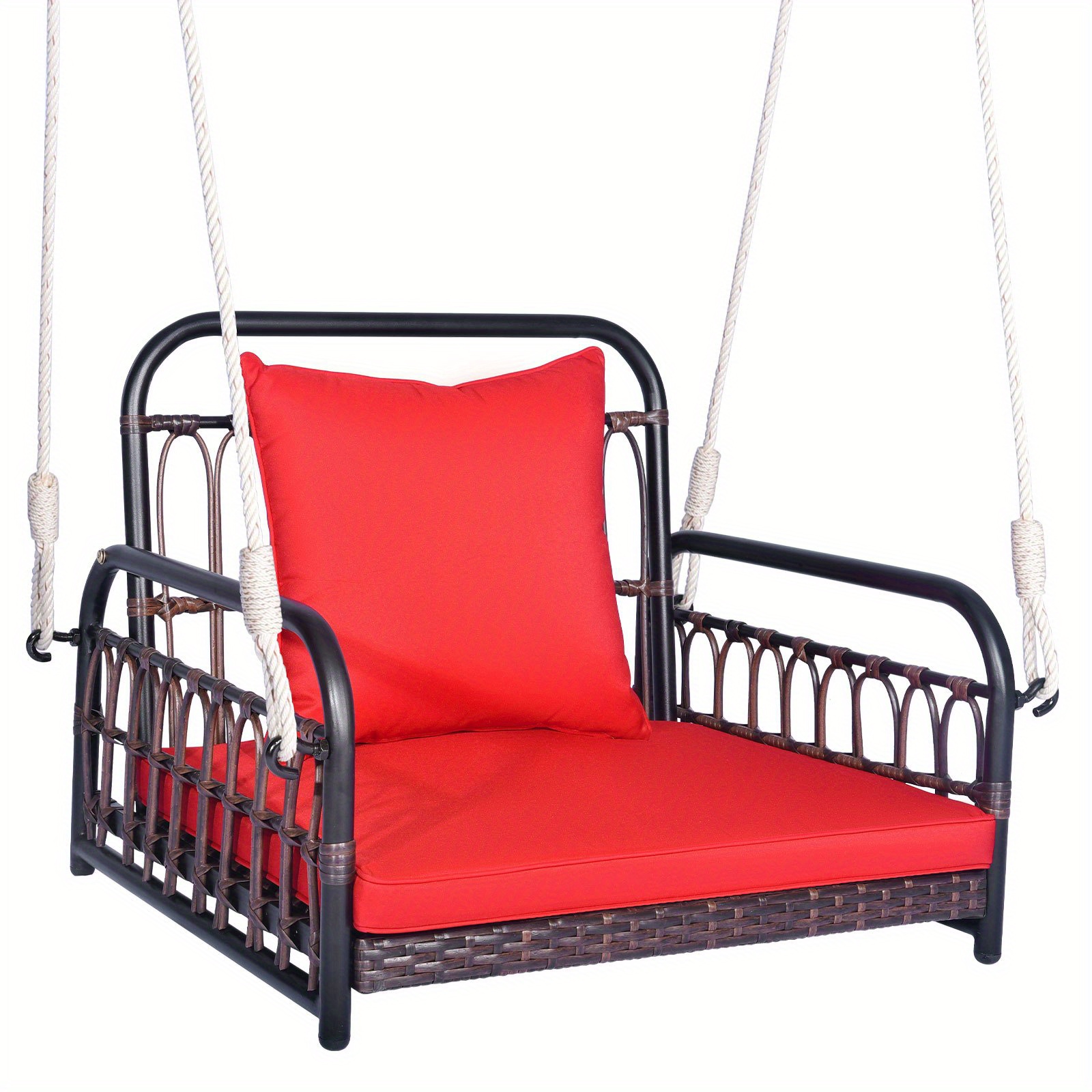 

Costway Patio Hanging Rattan Basket Chair Swing Hammock Chair With Seat Cushion