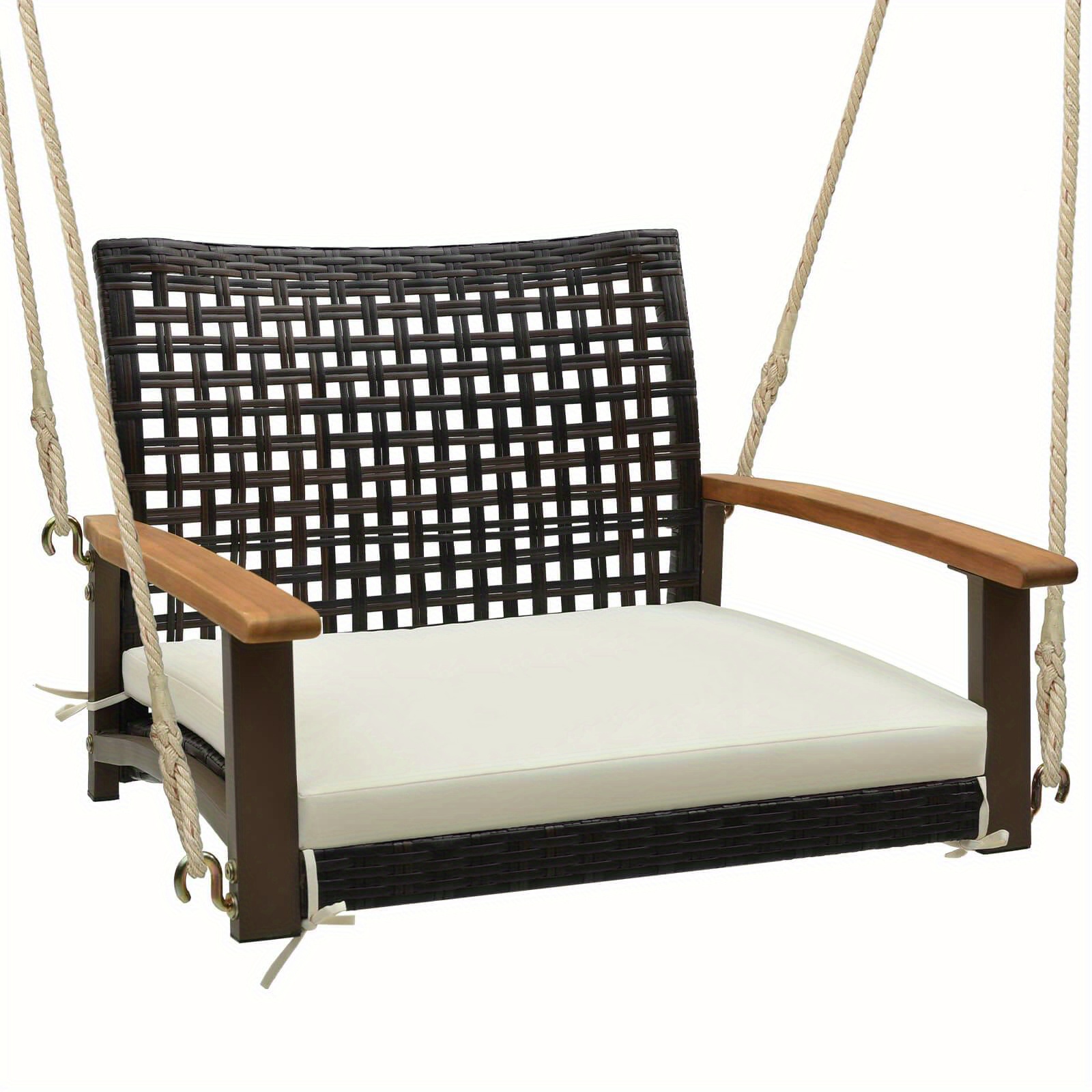 

Costway Outdoor Single Swing Chair Bench 1-person Rattan Porch Swing With Cushion