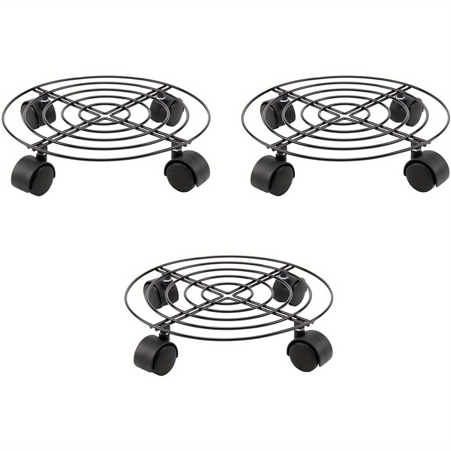TEMU Set Of 3 Plant Caddies With Wheels, 27cm Round Metal Plant Trolleys, Sturdy Metal Plant Dollies For Indoor And Outdoor Use In Home Gardens