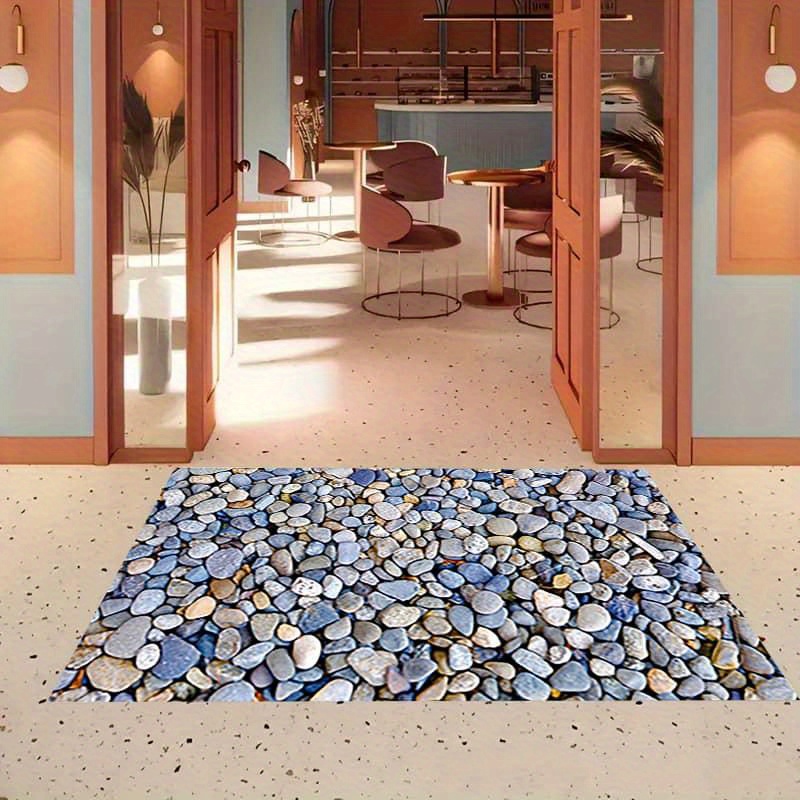 

1pc River Beach Stone Pattern Carpet, Boho Tribal Area Carpet Persian Floor Mat Entrance Living Room Bedroom Carpet Dust Resistant Washable, Non-slip And Stain Resistant Hotel Use