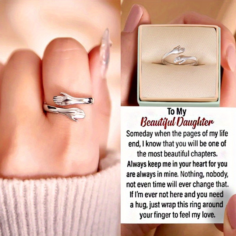 

Elegant And Fashionable Opening Hug Ring With Card Box For Beautiful Daughter Gift Anniversary Gift Birthday Gift