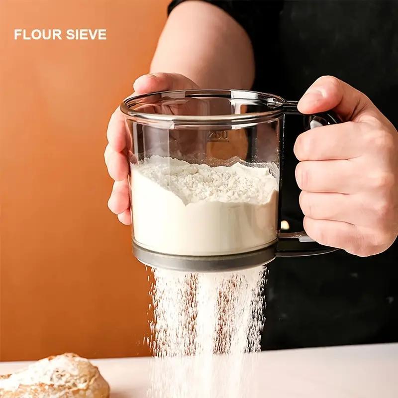 semi automatic flour sifter with manual press design 1pc plastic sifter for baking kitchen tools accessories ideal for christmas thanksgiving valentines day mothers day labor day