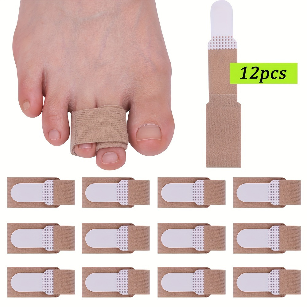 TEMU 12pcs Reusable Hammer Toe Straighteners - Fit Splints & Cushions For Crooked & Toes, Polyester