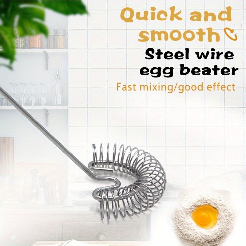 

Stainless Steel Egg Beater, 1pc Flat Whisk, Spring Coil Frother, Milk And Cream Stirrer Blender - Durable Kitchen Tool For Quick And Smooth Mixing