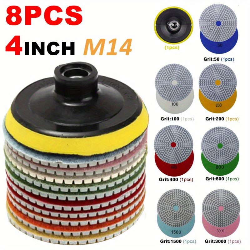 

8pcs 4" 100mm Diamond Polishing Pads Kit Wet/dry For Granite Stone Concrete Marble Polishing Use Grinding Discs Set