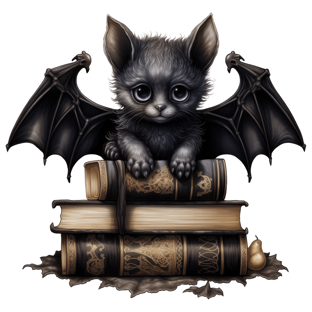 

Vinyl Gothic Bat On Books Decal - Multipurpose Sticker For Car, Laptop, Motorcycle, Phone, Window, Wall, Cup, Truck - Durable Adhesive Vinyl Accessory