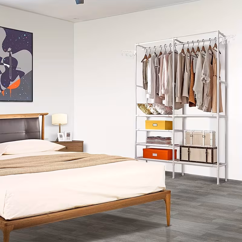 heavy duty steel clothes rail storage garment shelf hanging display stand rack details 5