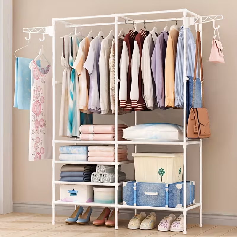 heavy duty steel clothes rail storage garment shelf hanging display stand rack details 8