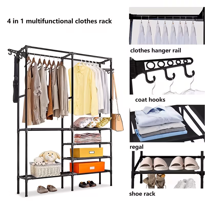 heavy duty steel clothes rail storage garment shelf hanging display stand rack details 7