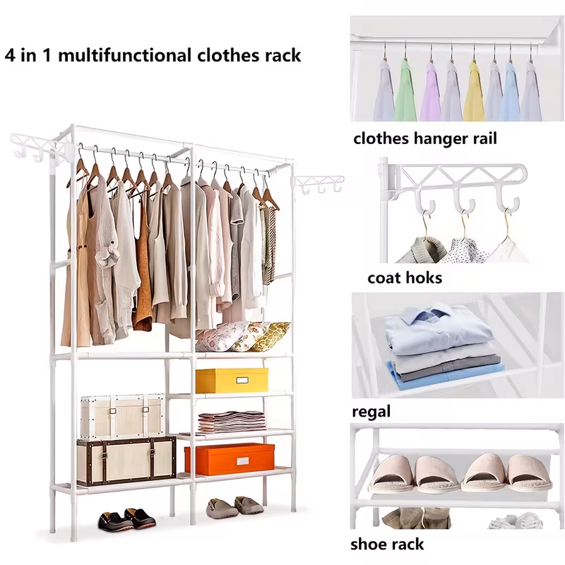 heavy duty steel clothes rail storage garment shelf hanging display stand rack details 4