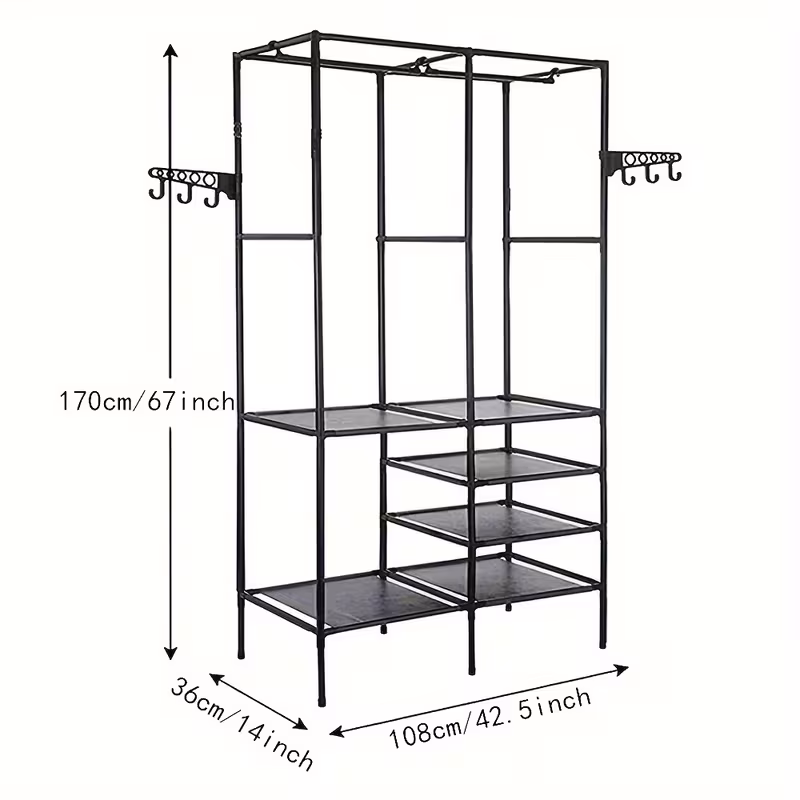 heavy duty steel clothes rail storage garment shelf hanging display stand rack details 2