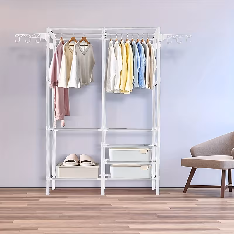 heavy duty steel clothes rail storage garment shelf hanging display stand rack details 3