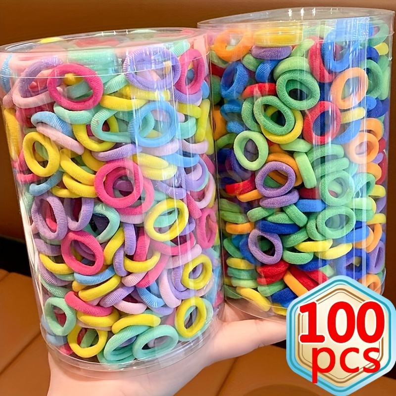 

100pcs Basic Hair Ties, Daily Decors, Ponytail Holders Hair Bands Scrunchies, Mini Headwear Rubber Bands, For Gifts