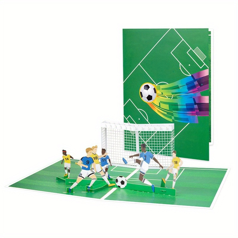 

1pc Teen Football Soccer 3d Pop-up Greeting Card - -up Sports-themed Card For Friendship Day, Birthdays, Father's Day, Anniversary, Graduation, Thanksgiving - Cartoon Pattern All-occasion Card