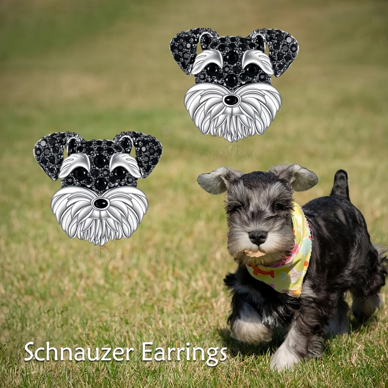 

Silver Plated Schnauzer Earrings With Artificial Crystal , Zinc Alloy Cute Dog Stud Earrings For Women, Elegant Stainless Steel Ear Needle, Suitable For Daily And Party - 1 Pair