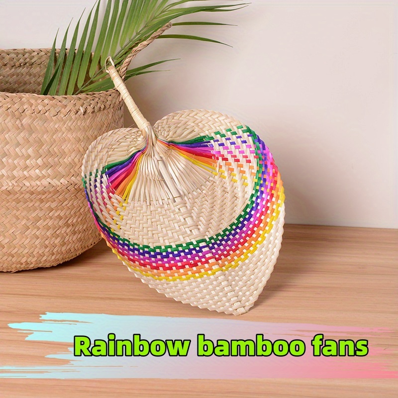 

Rainbow Bamboo Handheld Folding Fan - Traditional Style Decorative Bamboo Fan For Home Decor And Personal Use