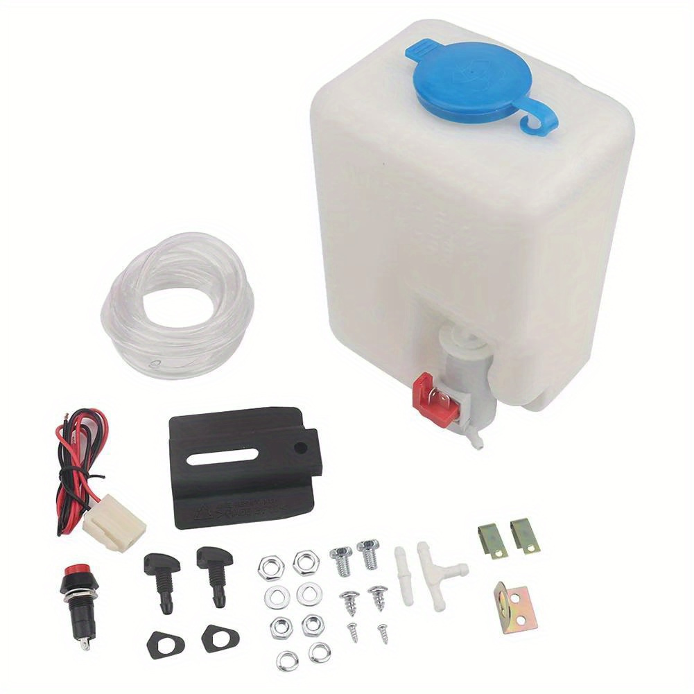 12v car windshield washer kit   abs metal 1 5l fluid reservoir with pump nozzle sprayer and mounting accessories details 2