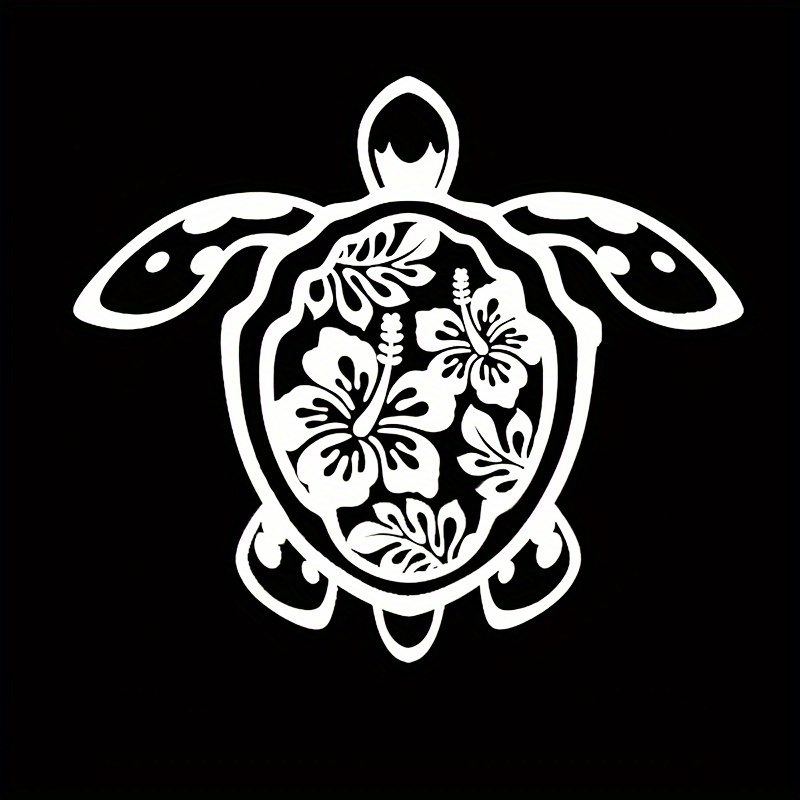 Image of 1 Piece Of A Unique Sea Turtle Car Decal Made Of Vinyl, In Black And White, Self-adhesive