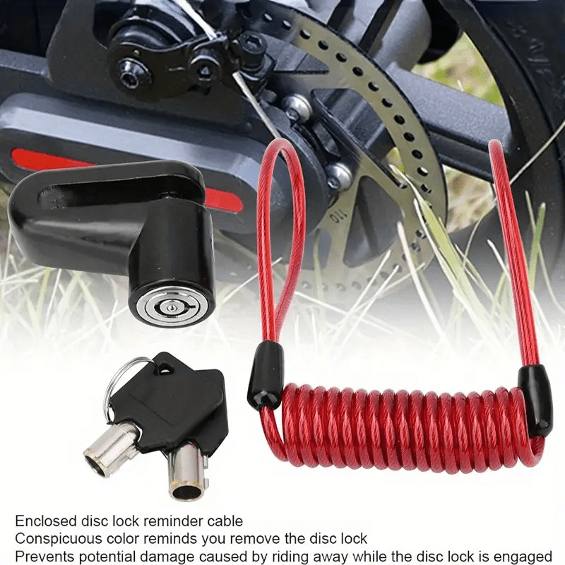 

1 Set Bicycle Disc Brake Lock And Reminder Rope, Anti-theft Lock, Portable Warning Rope, Bicycle Mountain Bike Mini Disc Brake Lock, With Lock Rack, Key