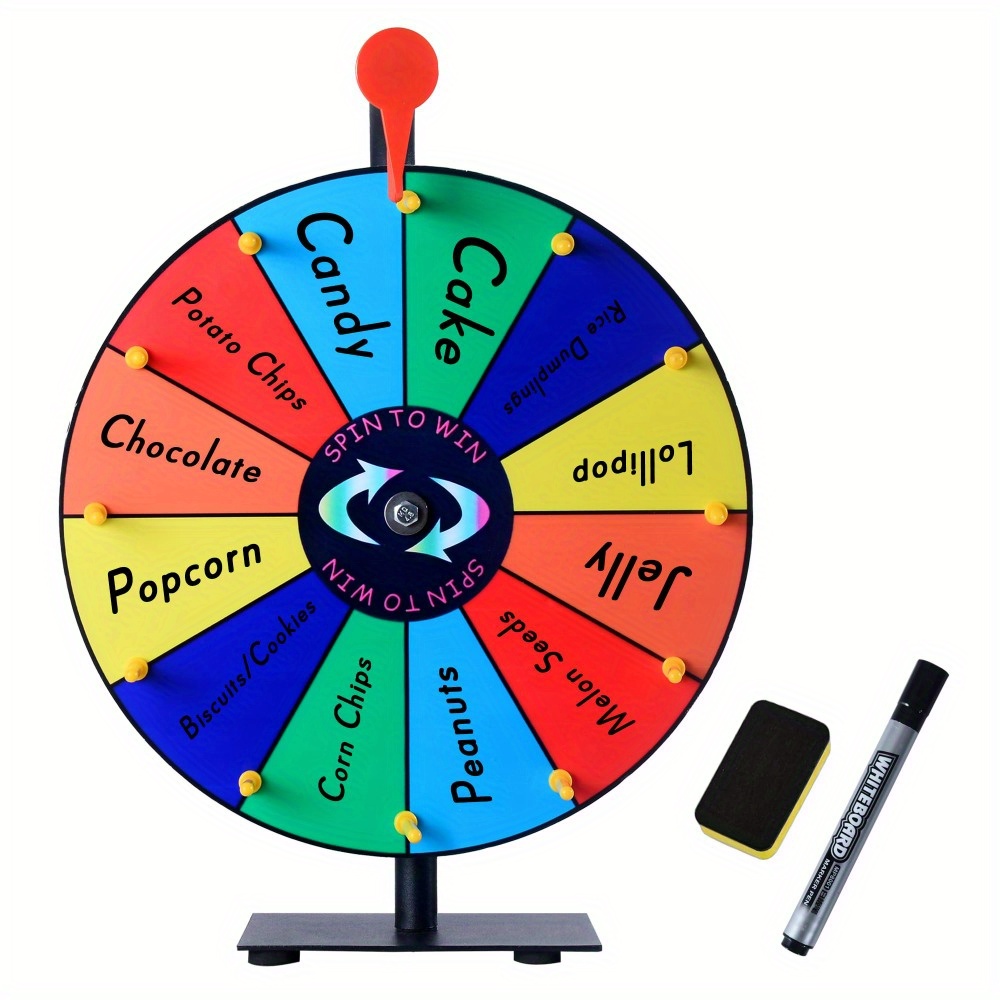 

12" Heavy-duty Spinning With 10 Colorful Slots - Includes Dry Erase Marker & Eraser, Perfect For Carnivals, Trade Shows & Party Games