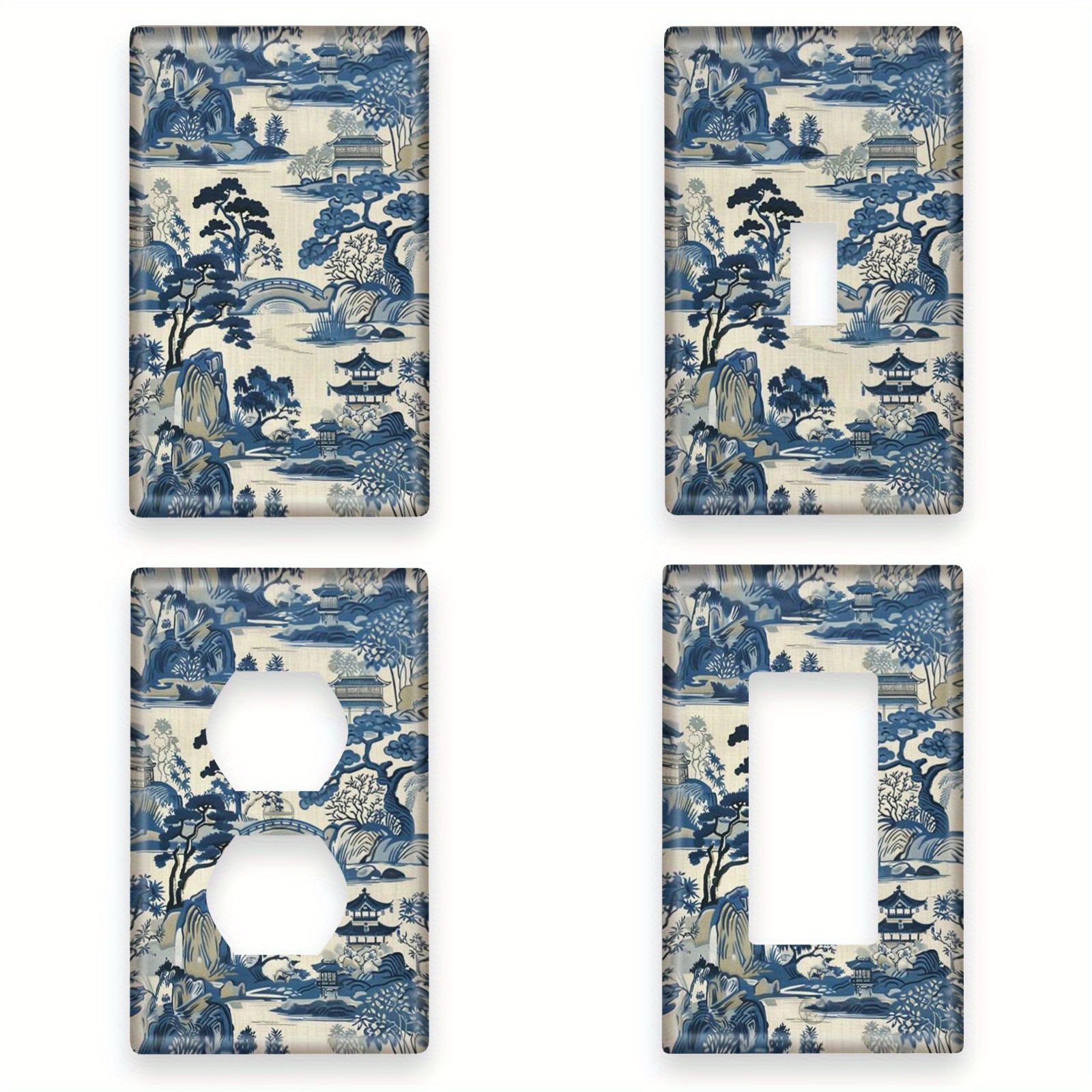 

Chinoiserie Vintage Style Mountain Fall Decorative Light Switch Plate Cover - Rocker/duplex/single Toggle/blank Wall Plate - No Electricity Or Battery Needed - Easy To Install And Clean
