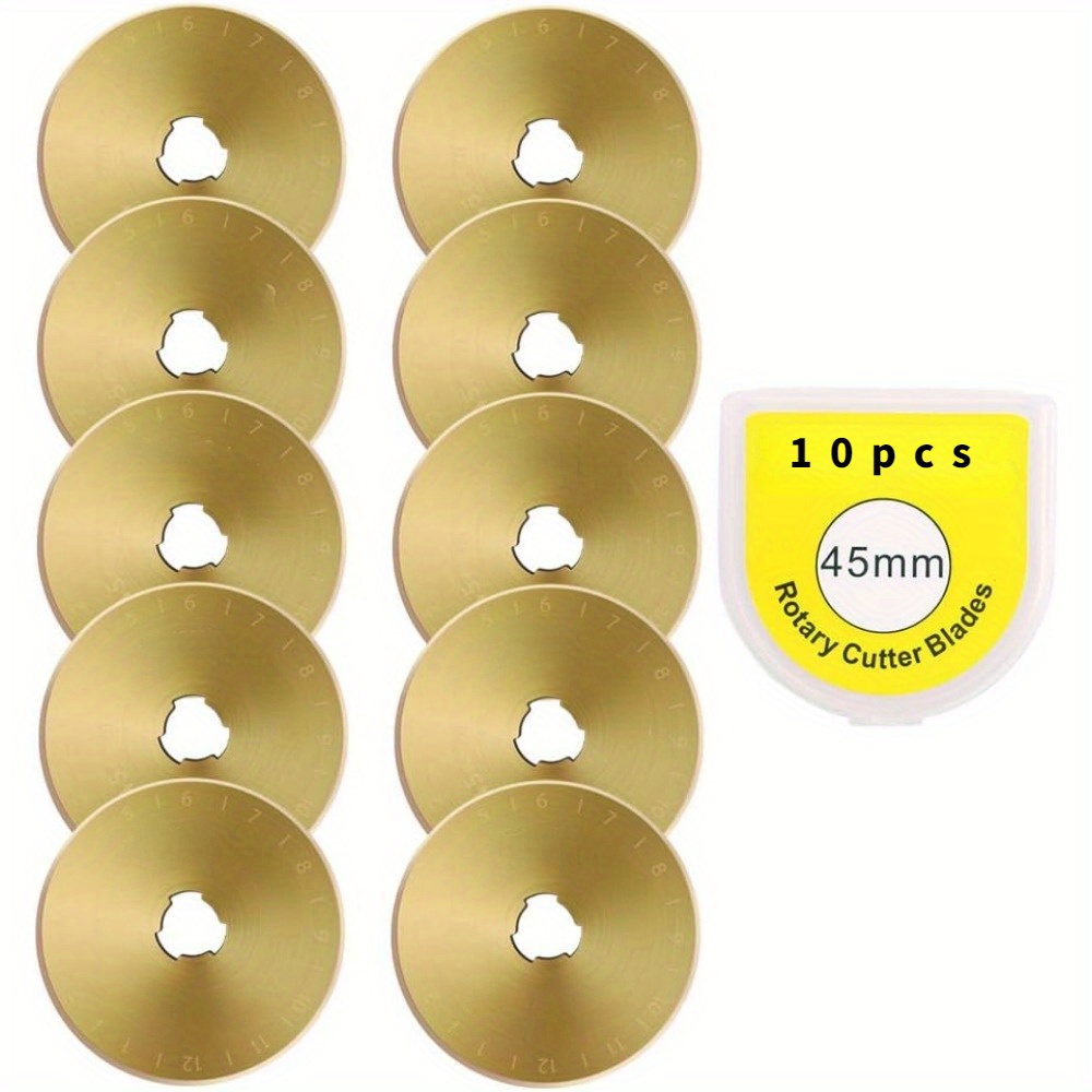 

45mm Rotary Cutter Blades, 10-pack, Titanium Coated, Replacement Blades For Sewing, Quilting, Scrapbooking