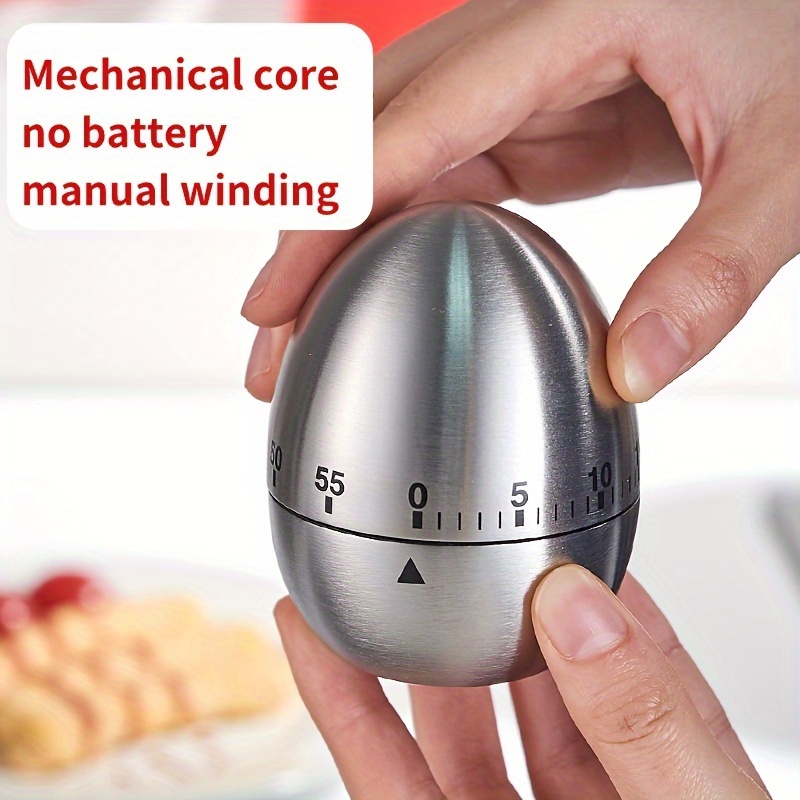 

Stainless Steel Mechanical Egg Timer - No Battery Needed, Manual Winding For Precise Cooking Time
