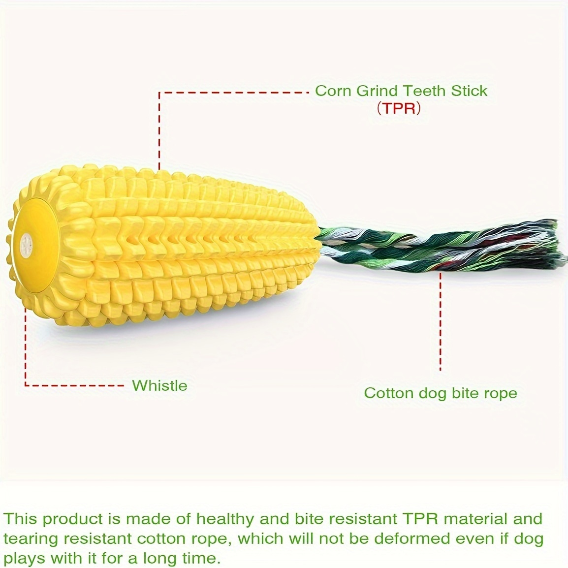 "chewresistant" Squeaky Corn Cob Dog Chew Toy Durable Tpr