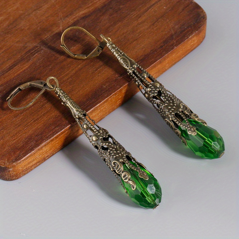 

Peridot Earrings Long Dangle Earrings Brass Earrings Champagne Crystal Earrings