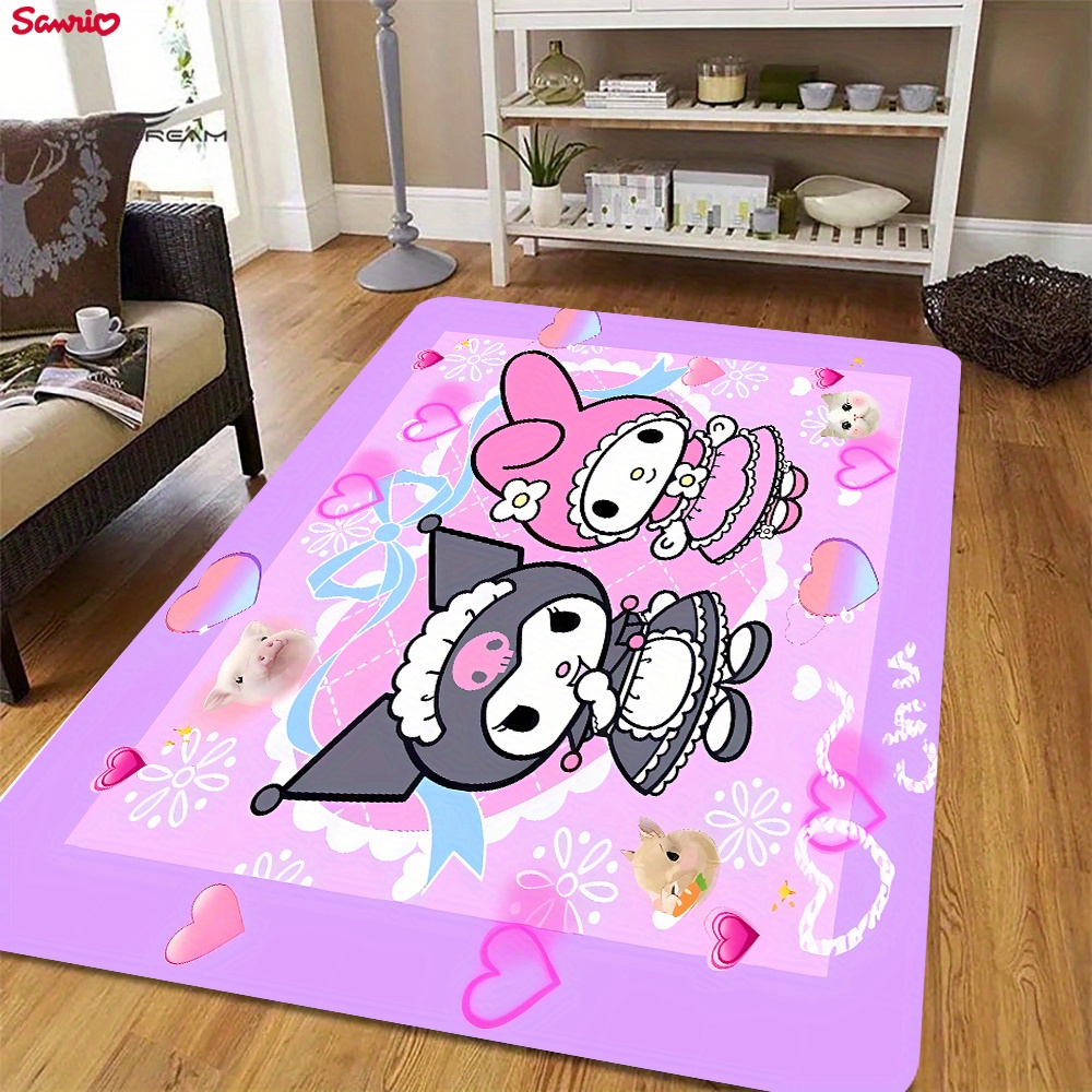 

Kuromi & My Melody Soft Thick Printed Rug - Non-slip, Machine Washable For Bathroom, Living Room, Bedroom, Laundry - Cozy Flannel Sponge Home Decor