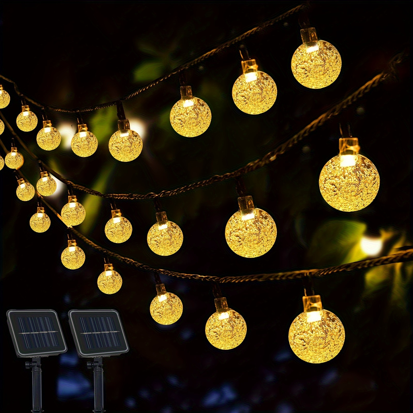 

2 Packs Of 15m 100 Led Crystal Ball Lights With 8 Lighting Modes For Tree, Patio, Garden, Balcony, Party Decorations.
