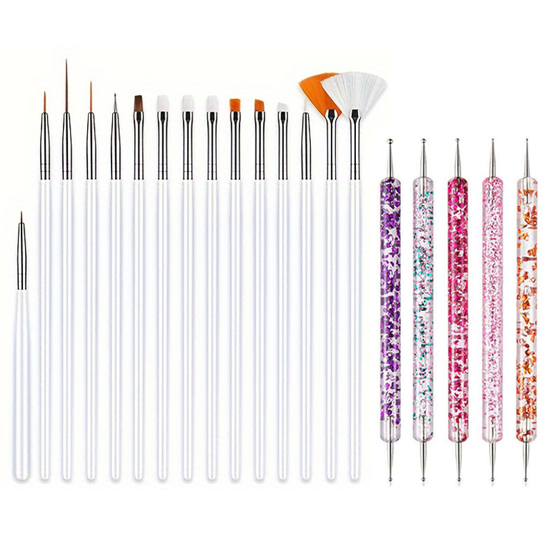 20pcs Professional Nail Art Tip Painting Drawing Carving Dotting Pen Liner Acrylic Gel Polish Manicure Tools Additions