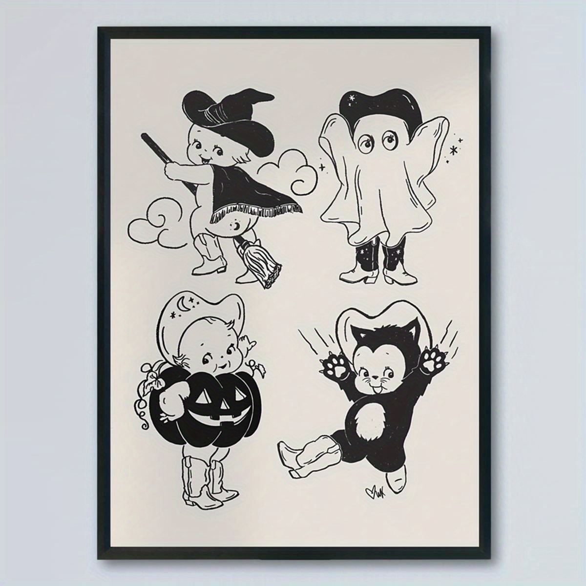 

Halloween Canvas Poster, Cartoon Cowgirl Flash Sheet, 8x10 Art Print, Vintage Wall Art For Living Room, Bedroom, Home Office Decor, Frameless Ink Wall Hanging Decor, Modern Retro Style